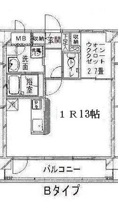 グレイスヒル高嶺(ワンルーム/4階)の間取り写真