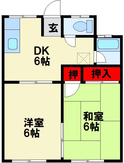 コーポ松本(2DK/2階)の間取り写真