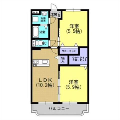 SUN RISE AVENUE(2LDK/1階)の間取り写真