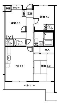 セブンハイツI(3DK/3階)の間取り写真