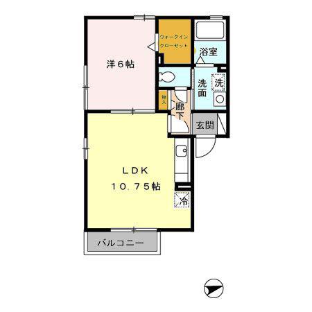 コンフォートAFKB棟(1LDK/2階)の間取り写真