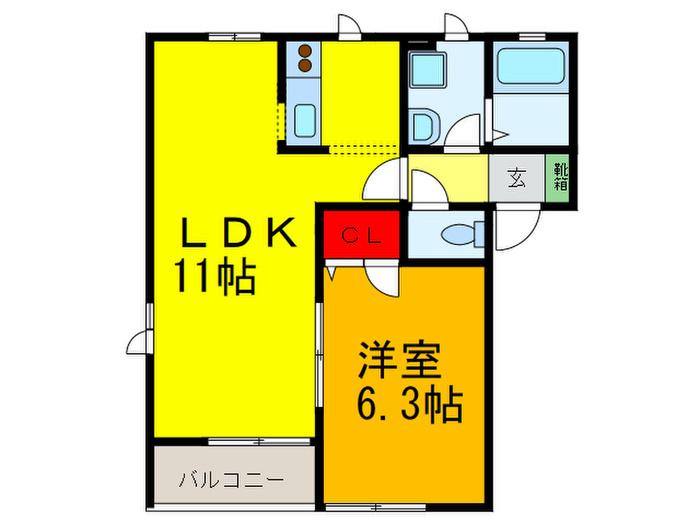 ベルリード八尾南(1LDK/2階)の間取り写真