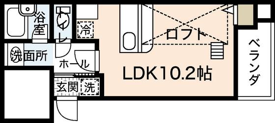 プロヴァンス東白島(ワンルーム/4階)の間取り写真