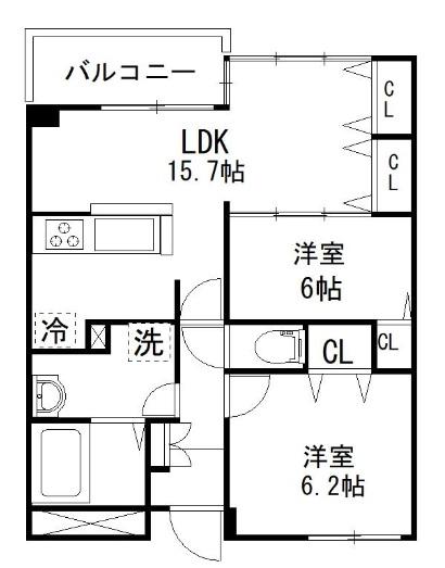OCEANS 11(2LDK/2階)の間取り写真
