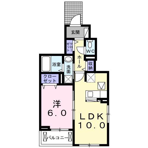 エルデ ノース(1LDK/1階)の間取り写真