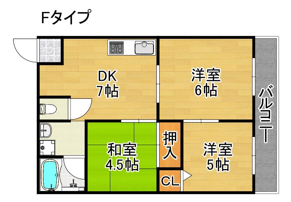 シラテック御崎(3DK/4階)の間取り写真
