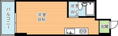 片野三番館(ワンルーム/6階)の間取り写真