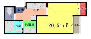アークシティ指扇(1K/1階)の間取り写真