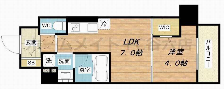 アーバネックス西天満(1DK/2階)の間取り写真