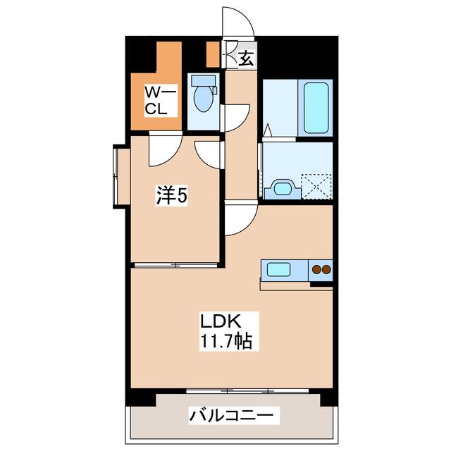 アグレアブル千葉城(1LDK/2階)の間取り写真