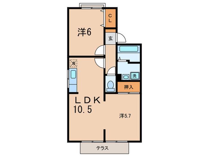 コーポサンライズB棟(2LDK/1階)の間取り写真