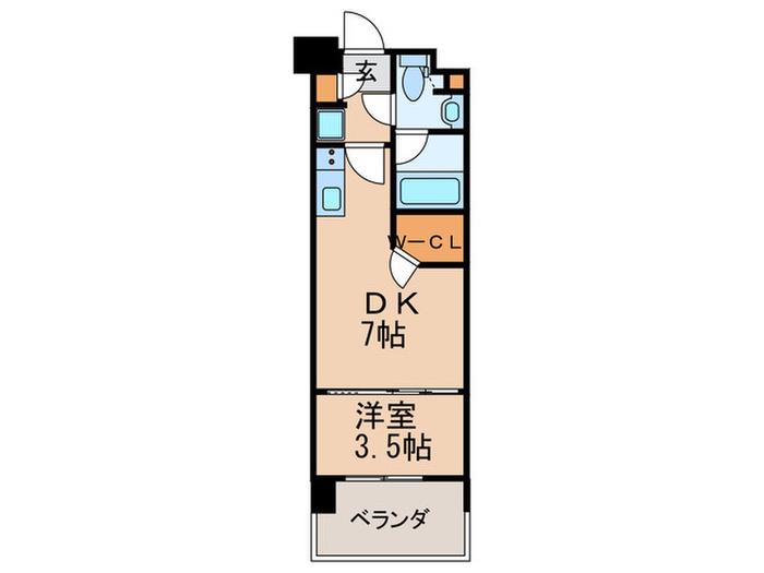 レジディア門前仲町プレイス(1DK/6階)の間取り写真