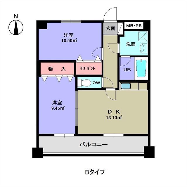 シティパル鴨居(2DK/6階)の間取り写真