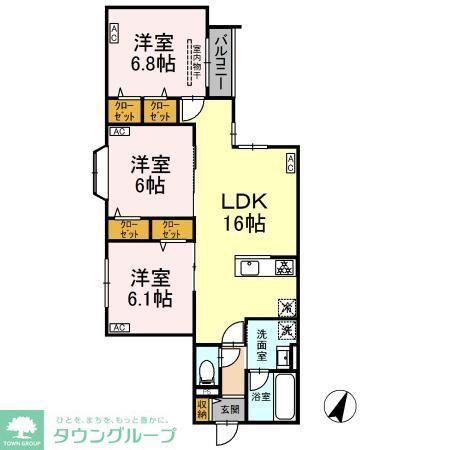 MOCRAFT南小岩(3LDK/3階)の間取り写真