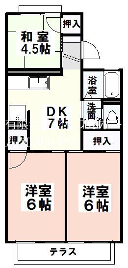 エミネントセジュールB棟(3DK/2階)の間取り写真