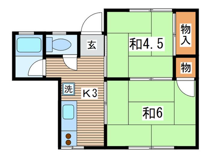 コーポ片山(2K/1階)の間取り写真