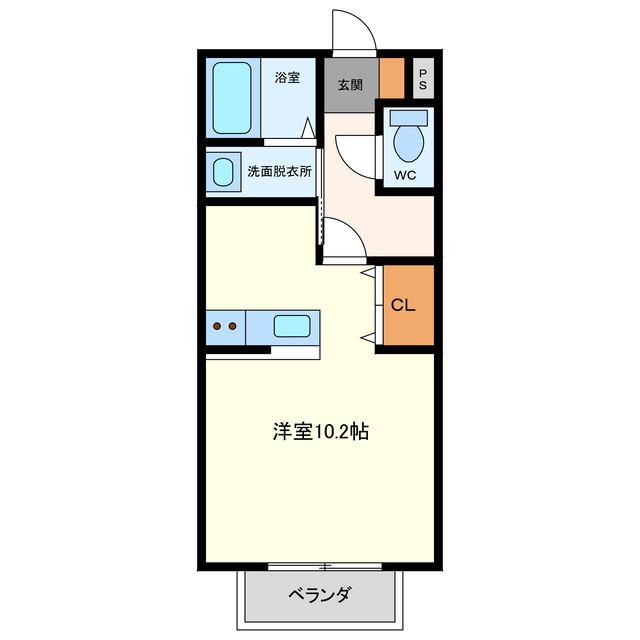 BONHEUR.T(1K/2階)の間取り写真