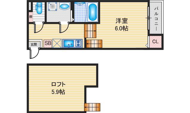 ハーモニーテラス原IV(1SK/2階)の間取り写真