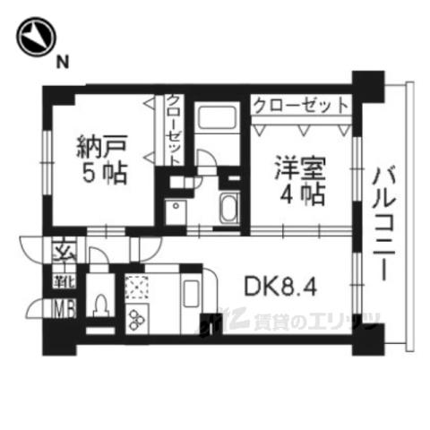 エステムプラザ京都河原町通2レジデンシャ(2DK/11階)の間取り写真