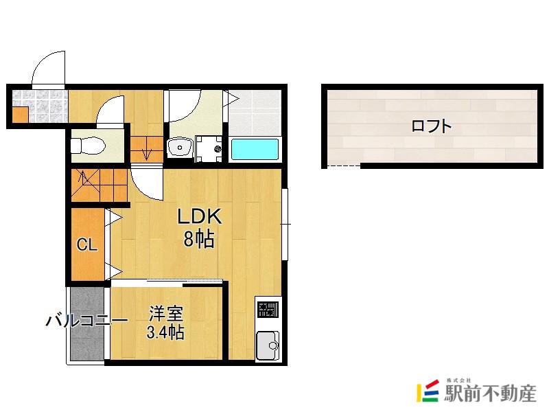 ELLE小郡(1LDK/2階)の間取り写真