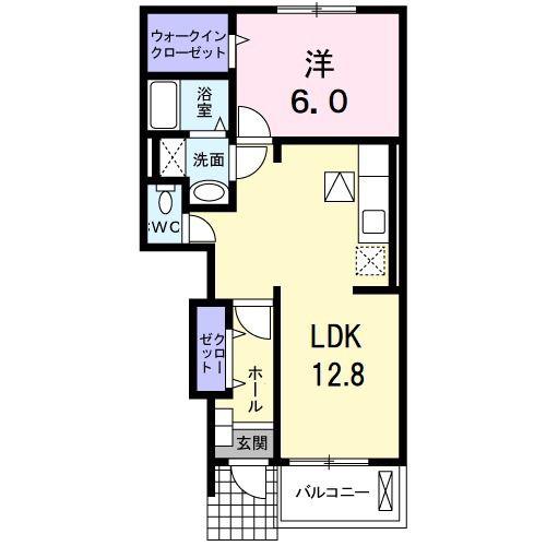 グリーンローズB(1LDK/1階)の間取り写真