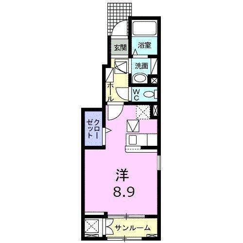 グラン ピーノC(1K/1階)の間取り写真