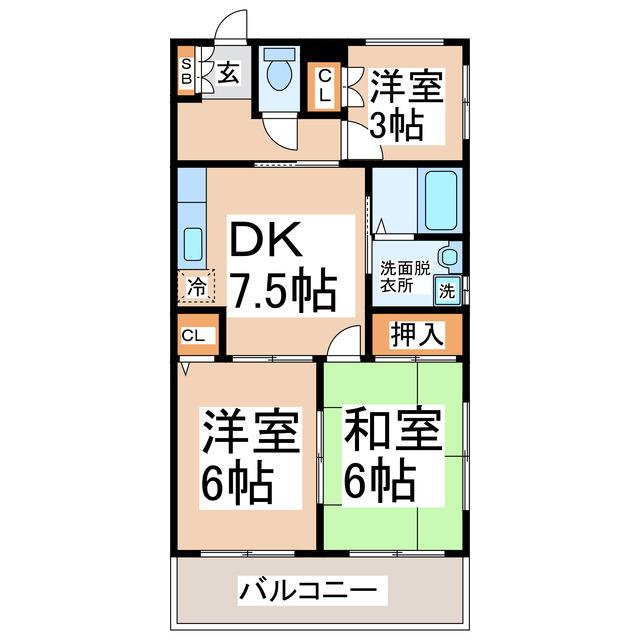 ロイヤルコーポNAKANO(3DK/1階)の間取り写真