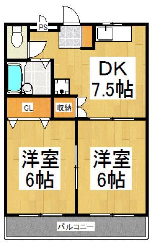 メゾン高橋A(2DK/2階)の間取り写真