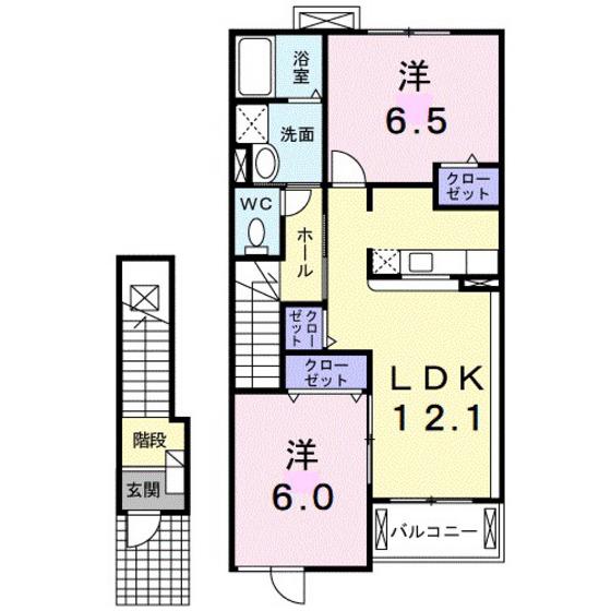 リバブルコートA(2LDK/2階)の間取り写真