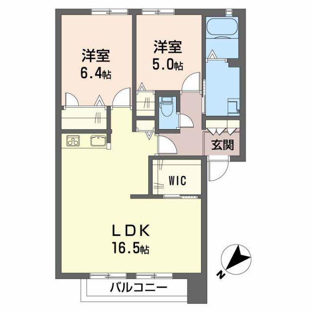 グランシード糸米(2LDK/2階)の間取り写真