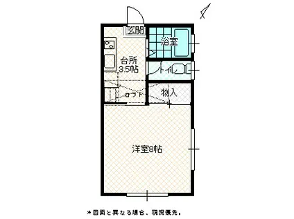 ヴィラ中央(1K/2階)の間取り写真