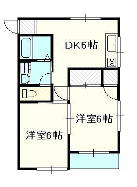 コーポ光(2DK/1階)の間取り写真
