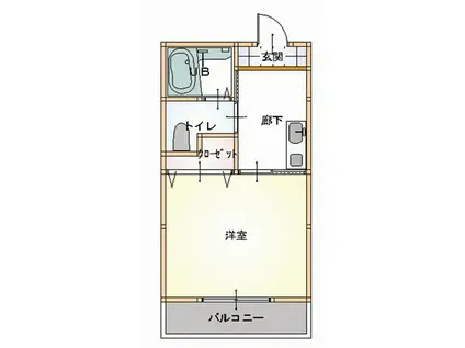 ヴィアーレKITA(1K/2階)の間取り写真