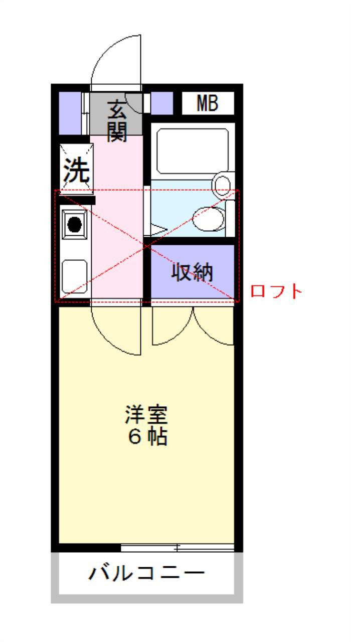 シャンポール白鷺(1K/2階)の間取り写真