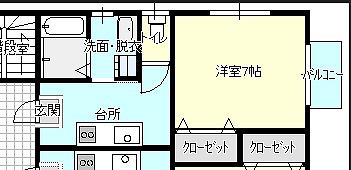 ノースキャッスル(1K/2階)の間取り写真