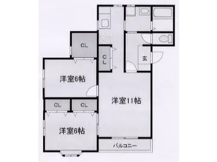 グリーハイツA(3K/2階)の間取り写真