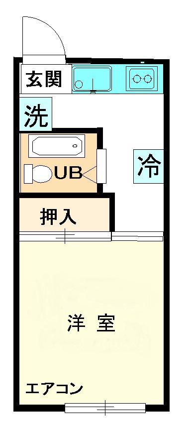 建部アパート D棟(1K/2階)の間取り写真