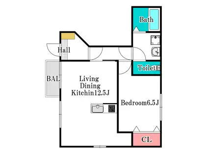 クレストール福泊(1LDK/1階)の間取り写真