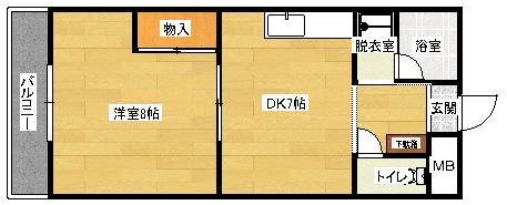 スライブ皆実(1DK/3階)の間取り写真