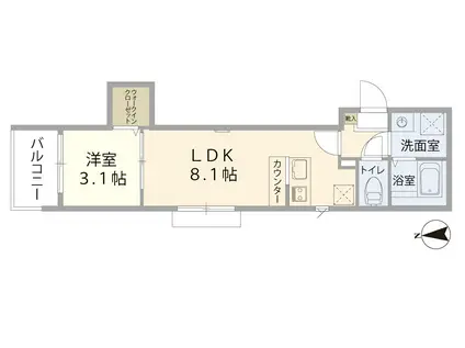 ベストステージ南鳩ヶ谷(1LDK/1階)の間取り写真