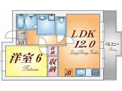 CASAベラヴィスタ福田(1LDK/5階)の間取り写真