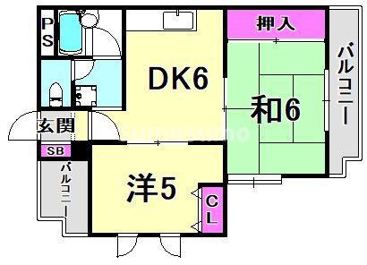 フローレンス西宮I(2DK/1階)の間取り写真