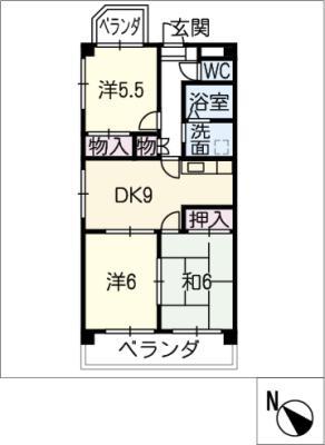東浦カルチャービル(3LDK/2階)の間取り写真