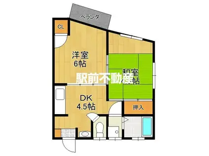 ハイツタダクマII(3DK/2階)の間取り写真