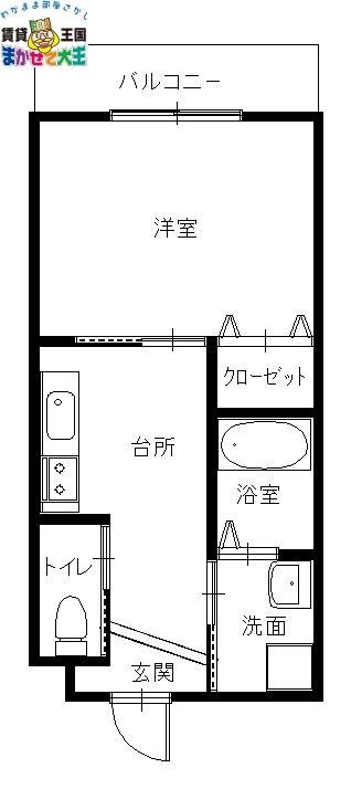 セントポリア泉(1K/2階)の間取り写真