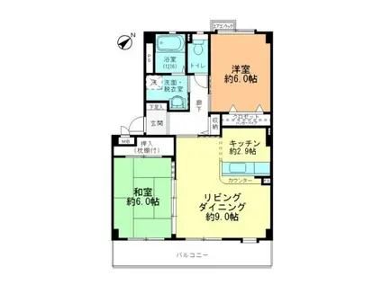 フォブールパストラル(2LDK/3階)の間取り写真