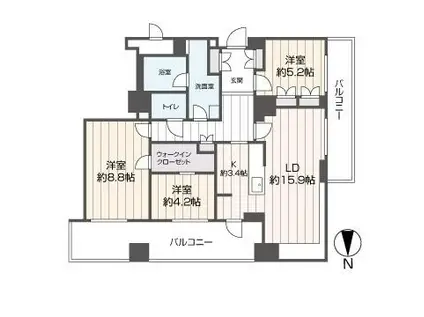 プライムメゾン大通公園(2SLDK/16階)の間取り写真