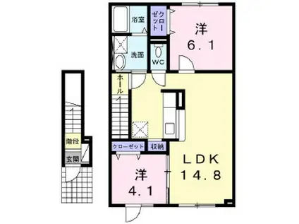 アストライア(2LDK/2階)の間取り写真