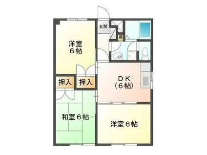 エリシオン馬見塚(3DK/3階)の間取り写真