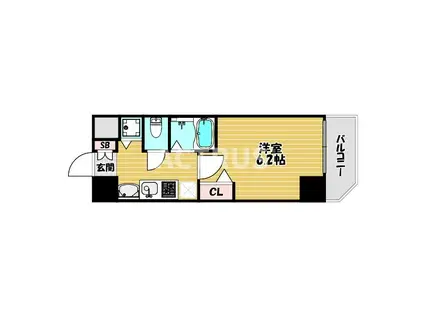 プレミアムコート天神橋∞(1K/6階)の間取り写真